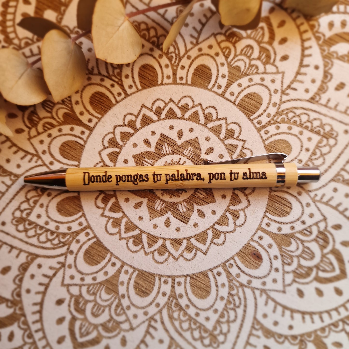 Bolígrafo de Bambú con diferentes Frase Motivadora ~ Escritura con Inspiración