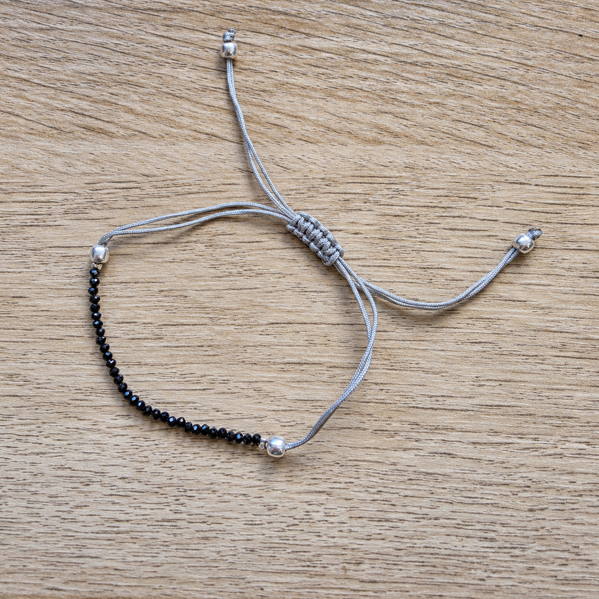 Pulsera ajustable de Turmalina Negra facetada