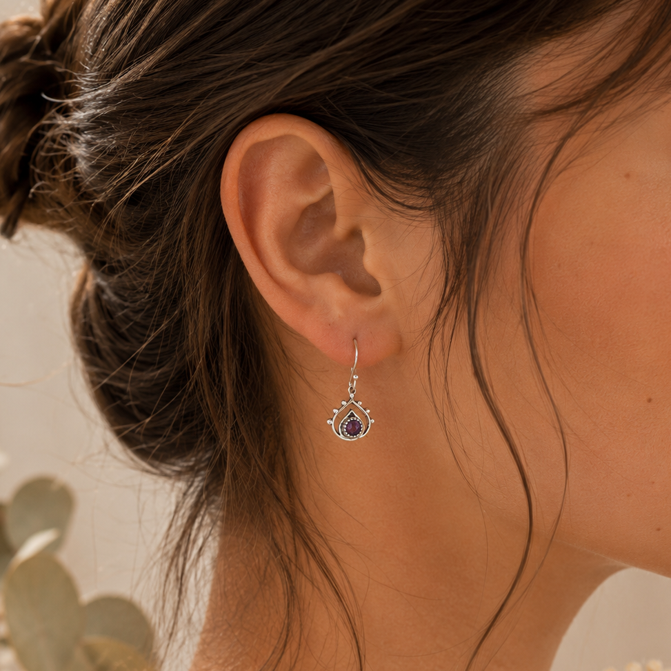 Pendientes Selene ~ Plata de Ley ~ Amatista Facetada