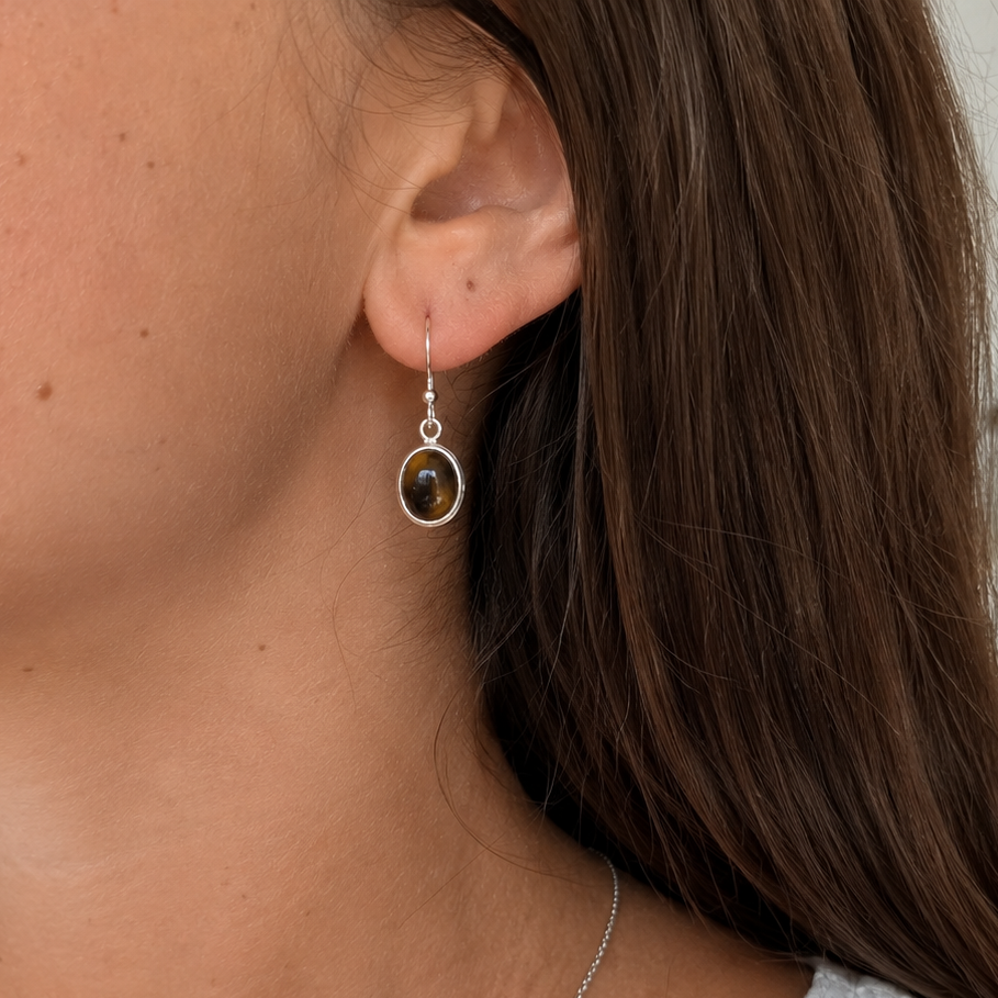 Pendientes Selva ~ Plata de Ley ~ Ojo de Tigre