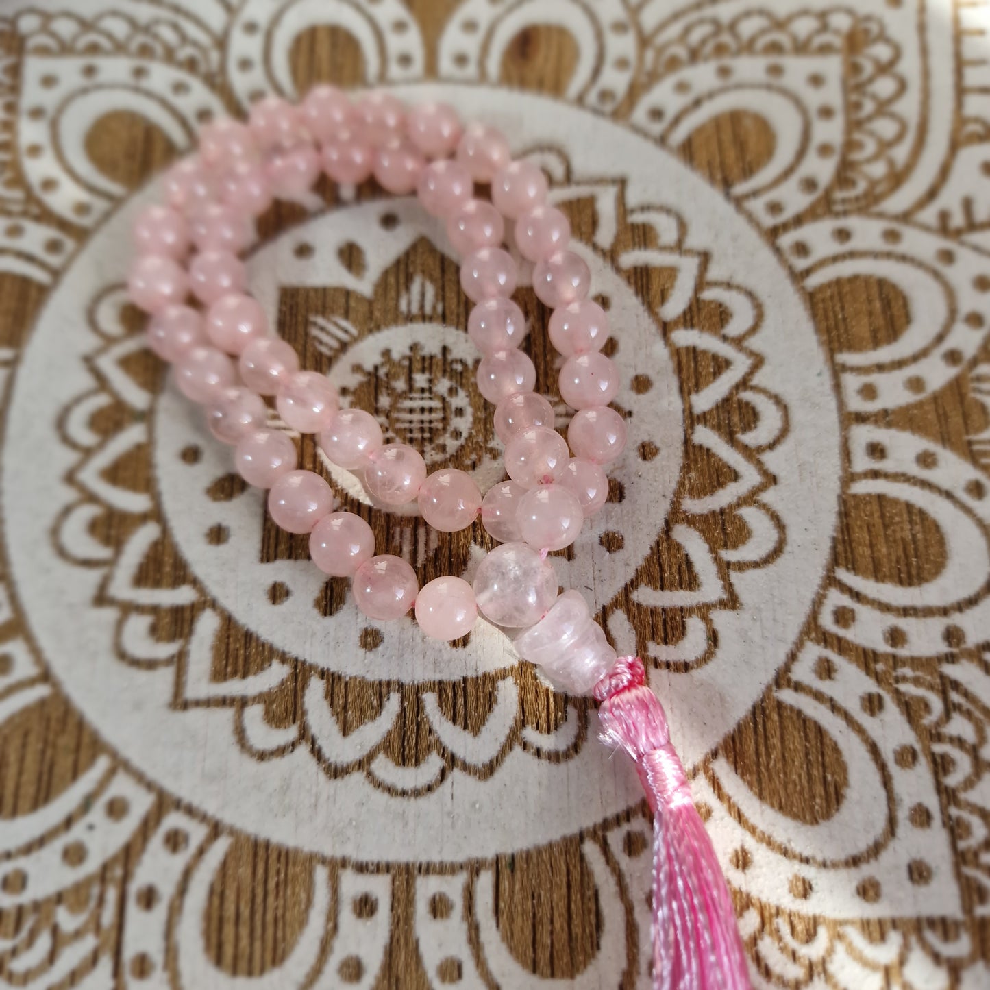 Japa Mala de Cuarzo Rosa 45 ~ Amor Propio y Calma Interior