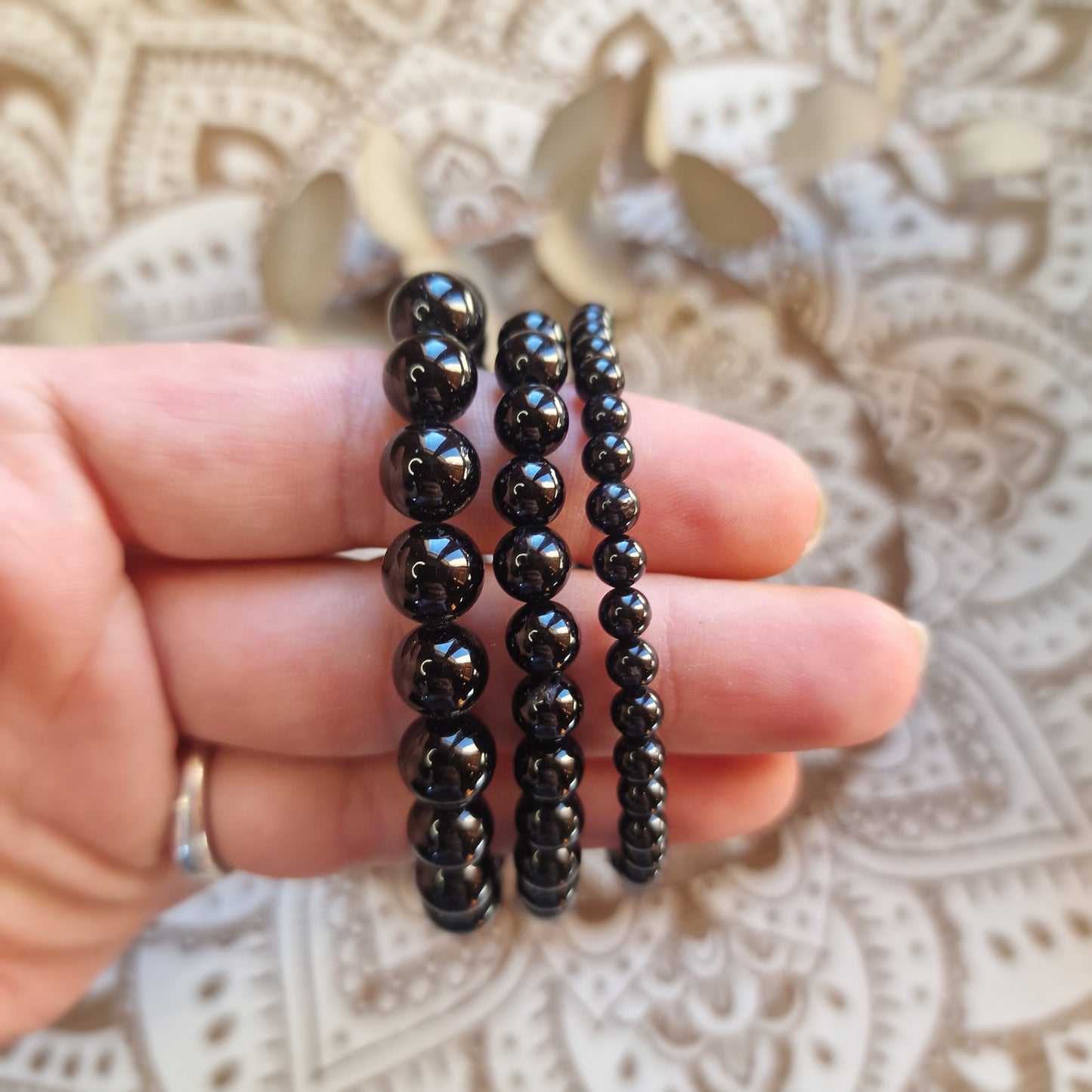 Pulsera de Turmalina Negra ~ Protección y Equilibrio Energético ~ 4, 6 y 8mm.
