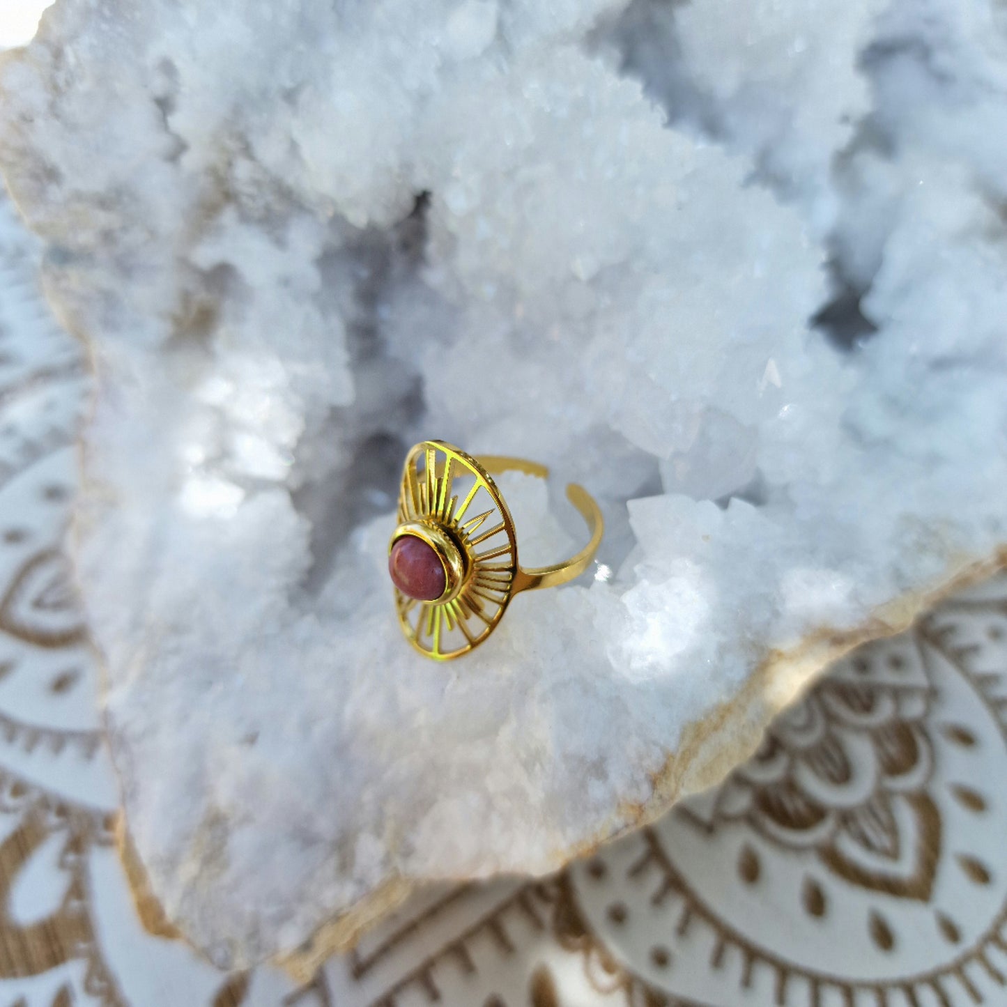 Anillo Sol Rodocrosita ~ Amor Propio y Vitalidad