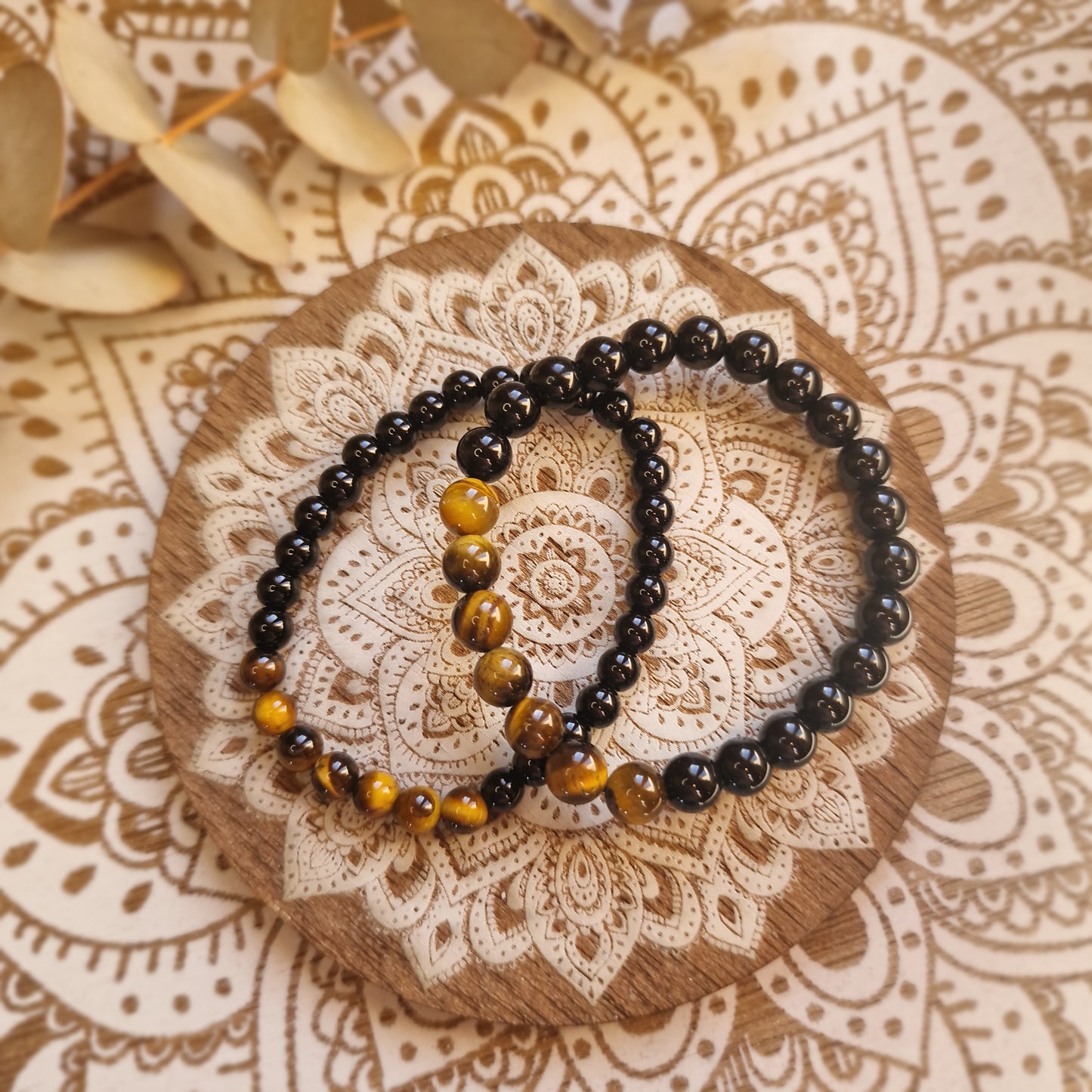 Pulsera Obsidiana con Ojo de tigre ~ Protección y Fortaleza Interior ~ 6 y 8 mm