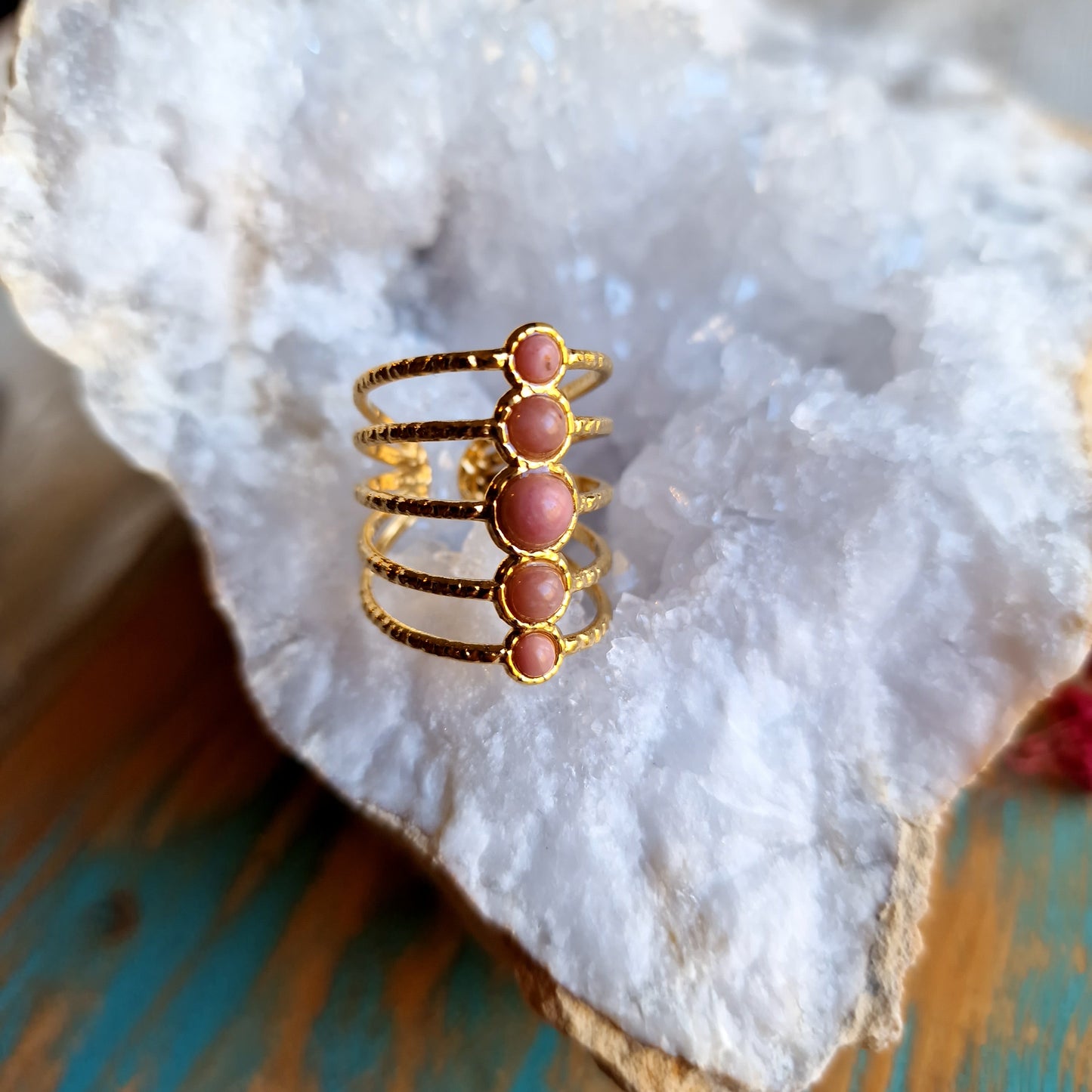 Anillo Aros Rodonita ~ Amor Propio y Equilibrio Emocional