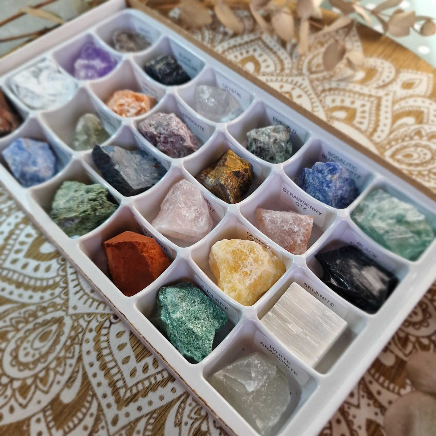Caja de 24 piedras masivas ~ Colección de minerales naturales