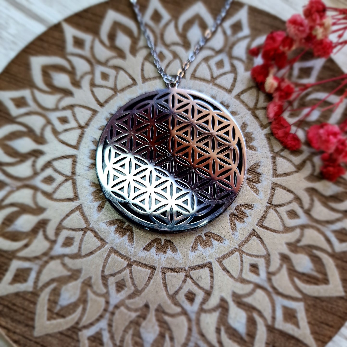 Colgante Flor de la Vida con Shunguit XL ~ Energía y Protección Espiritual