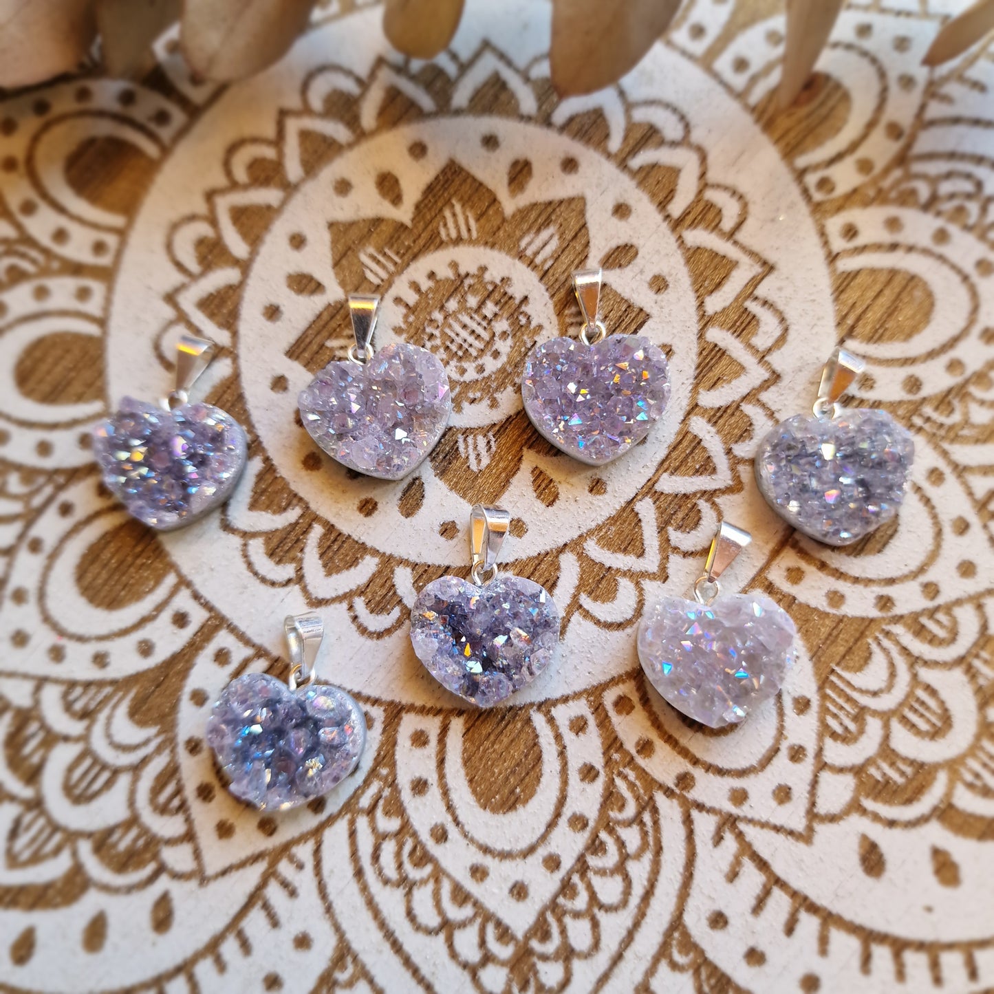 Colgante Corazón de Amatista Aqua Aura ~ Energía y calma interior ✨