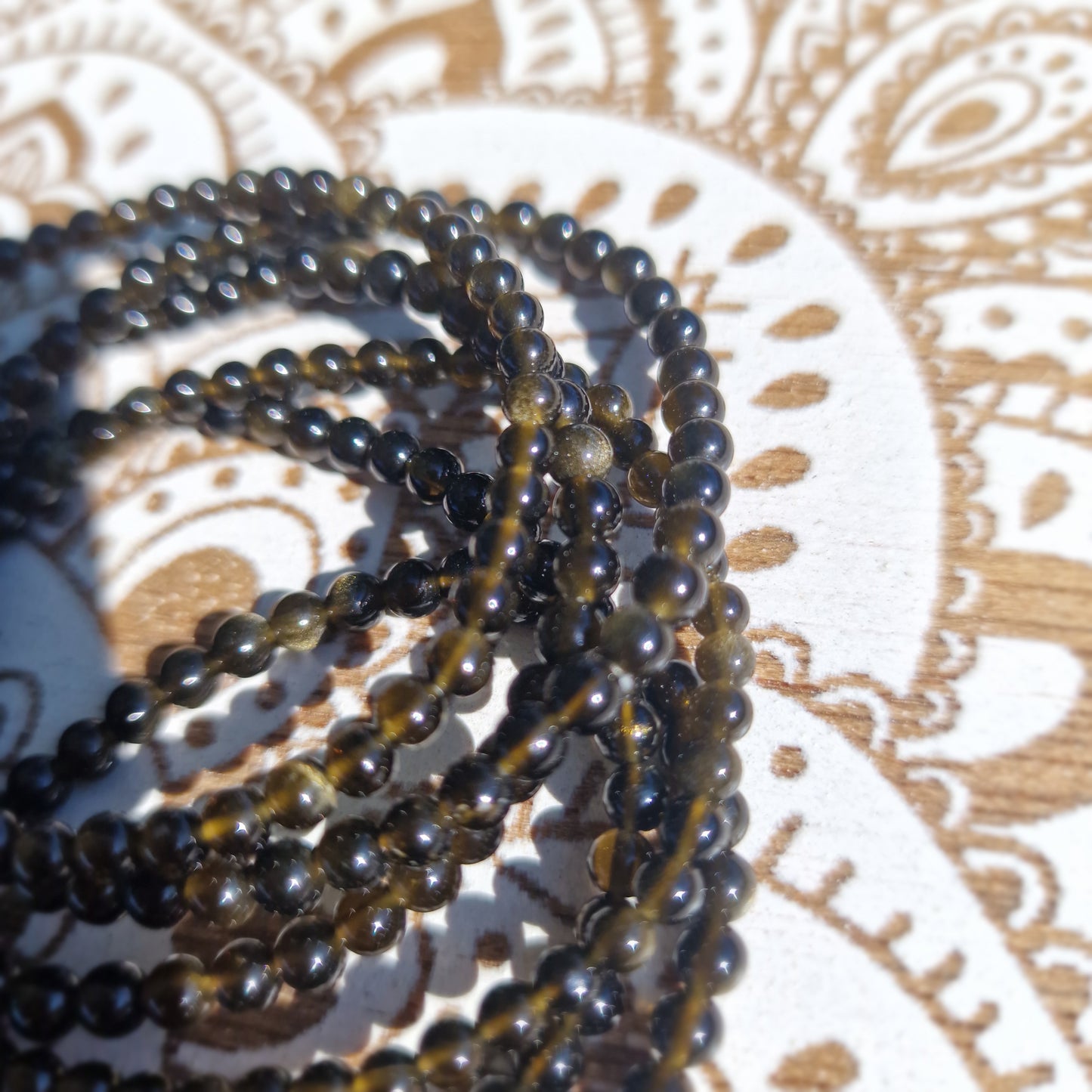 Pulsera de Obsidiana Dorada 4 y 6 mm. ~ Protección y Poder Interior