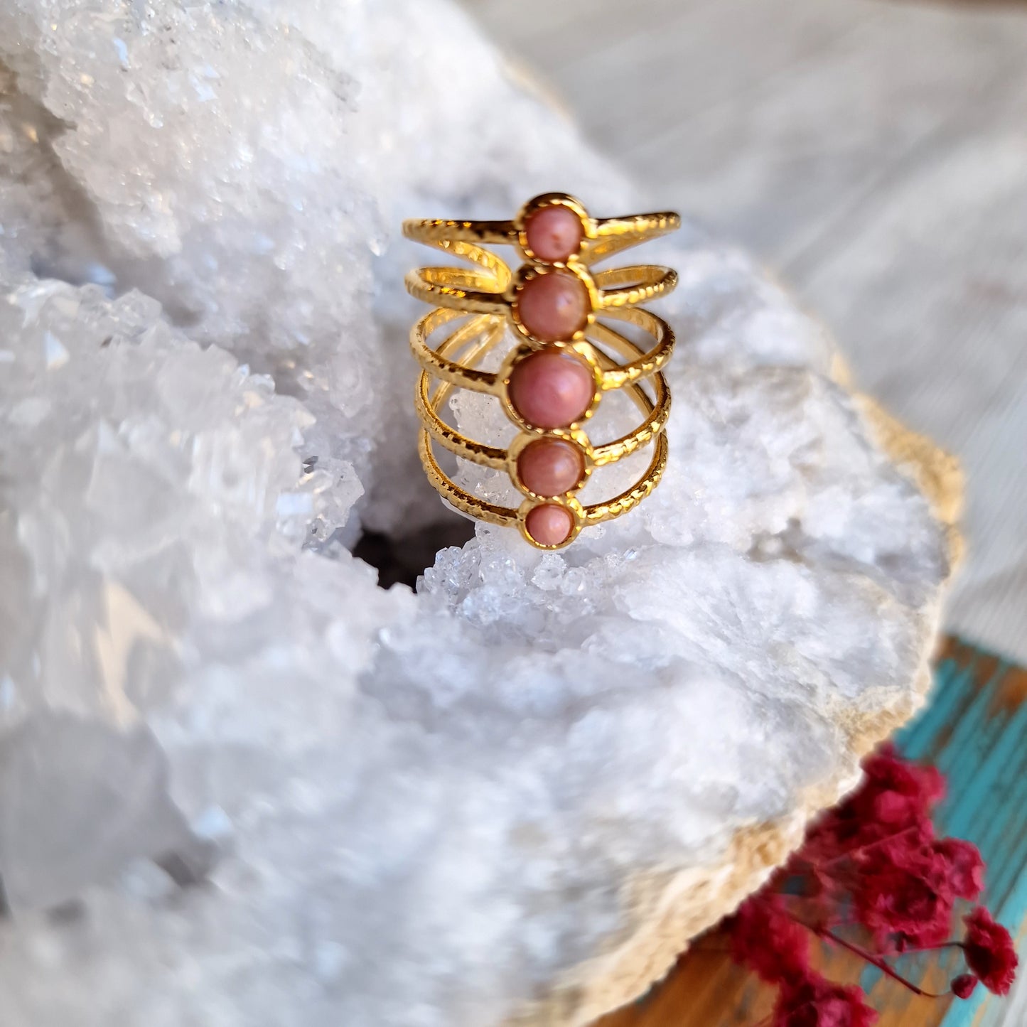 Anillo Aros Rodonita ~ Amor Propio y Equilibrio Emocional