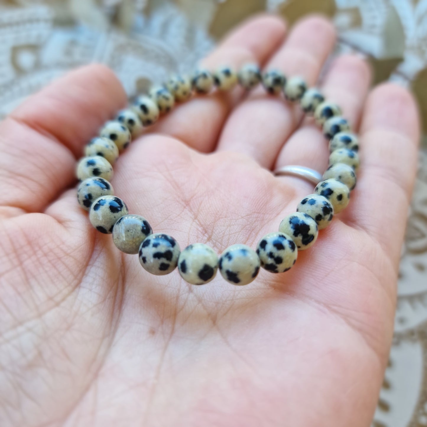 Pulsera de Jaspe Dálmata 6mm ~ Protección, alegría y energía positiva