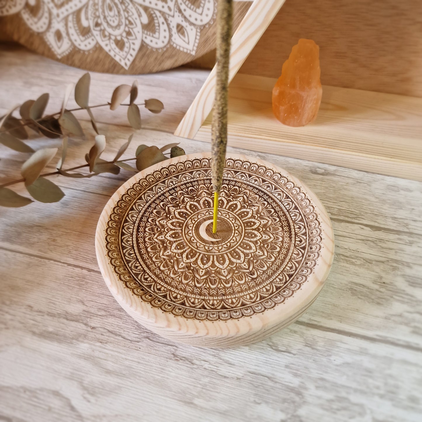 🌙 Quemador de incienso redondo mandala luna 🌙
