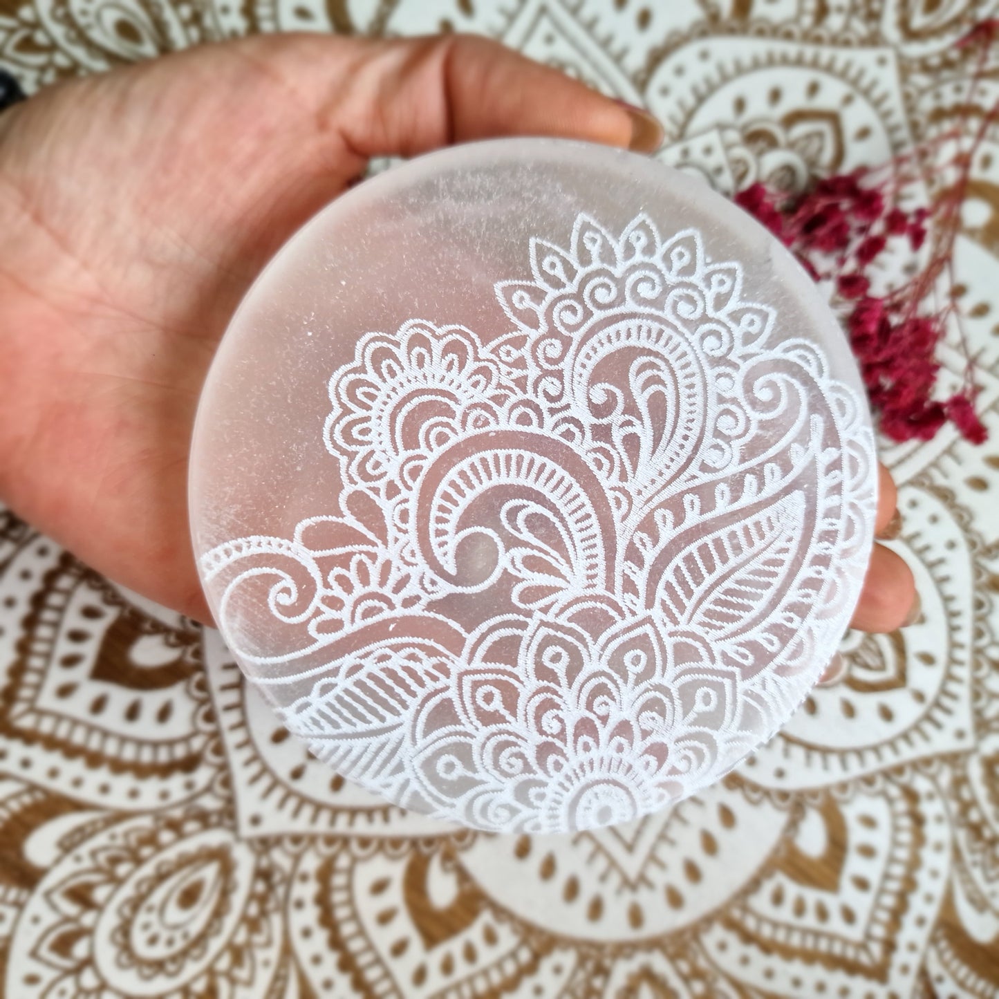 Placa de Selenita Mandala ~ Energía, Armonización y Equilibrio
