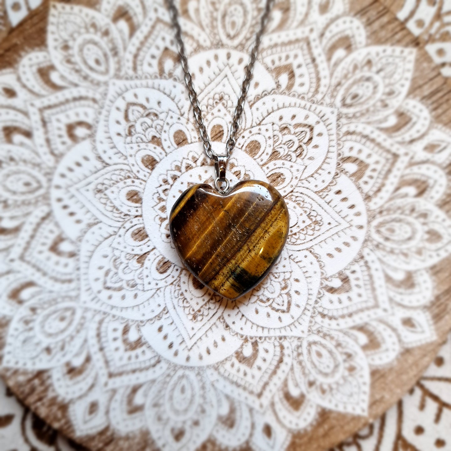 Colgante Ojo de Tigre Corazón ~ Energía y protección