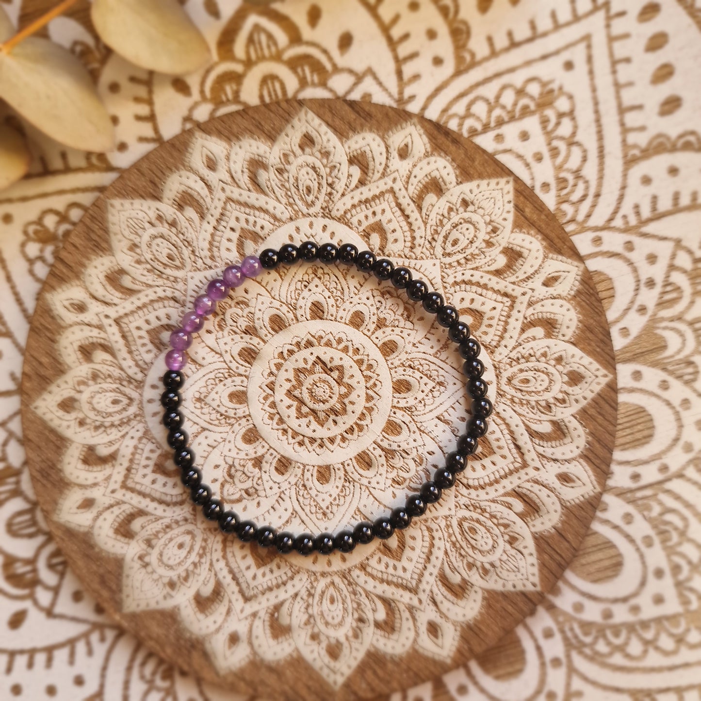 Pulsera Obsidiana negra con Amatista ~ Protección y Calma ~ 4 y 6 mm