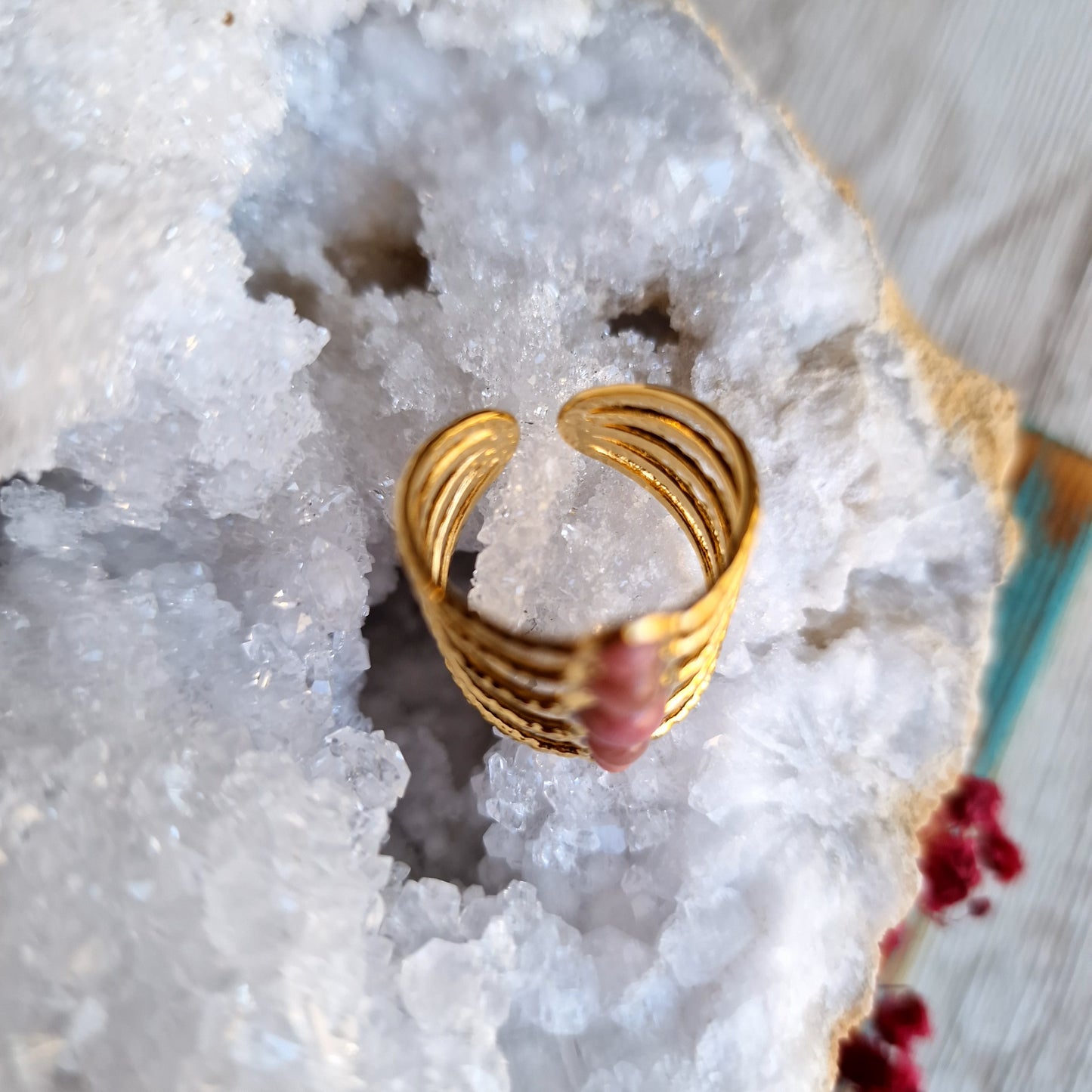 Anillo Aros Rodonita ~ Amor Propio y Equilibrio Emocional