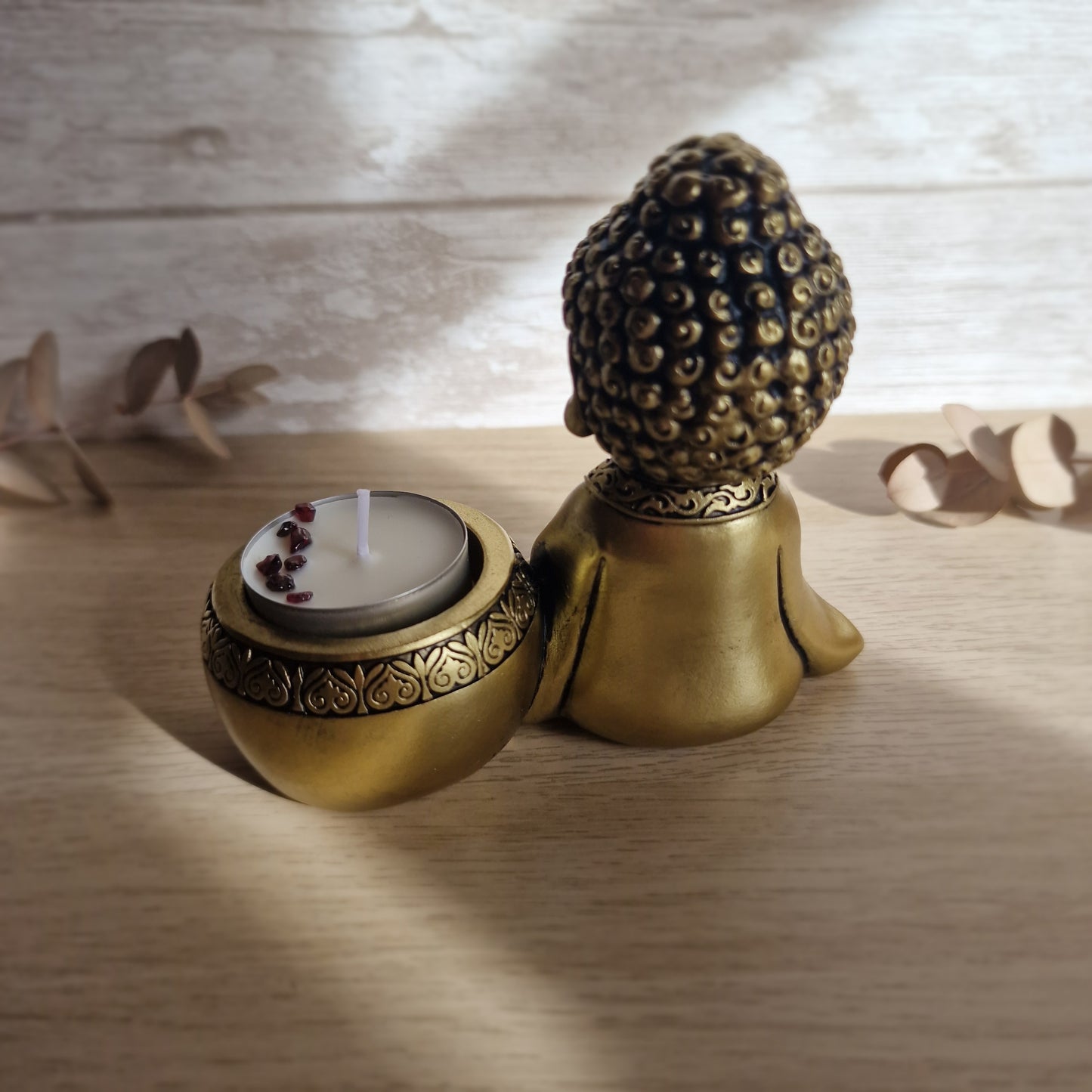 Portavelas Buda Dorado ~ Serenidad y Luz Interior