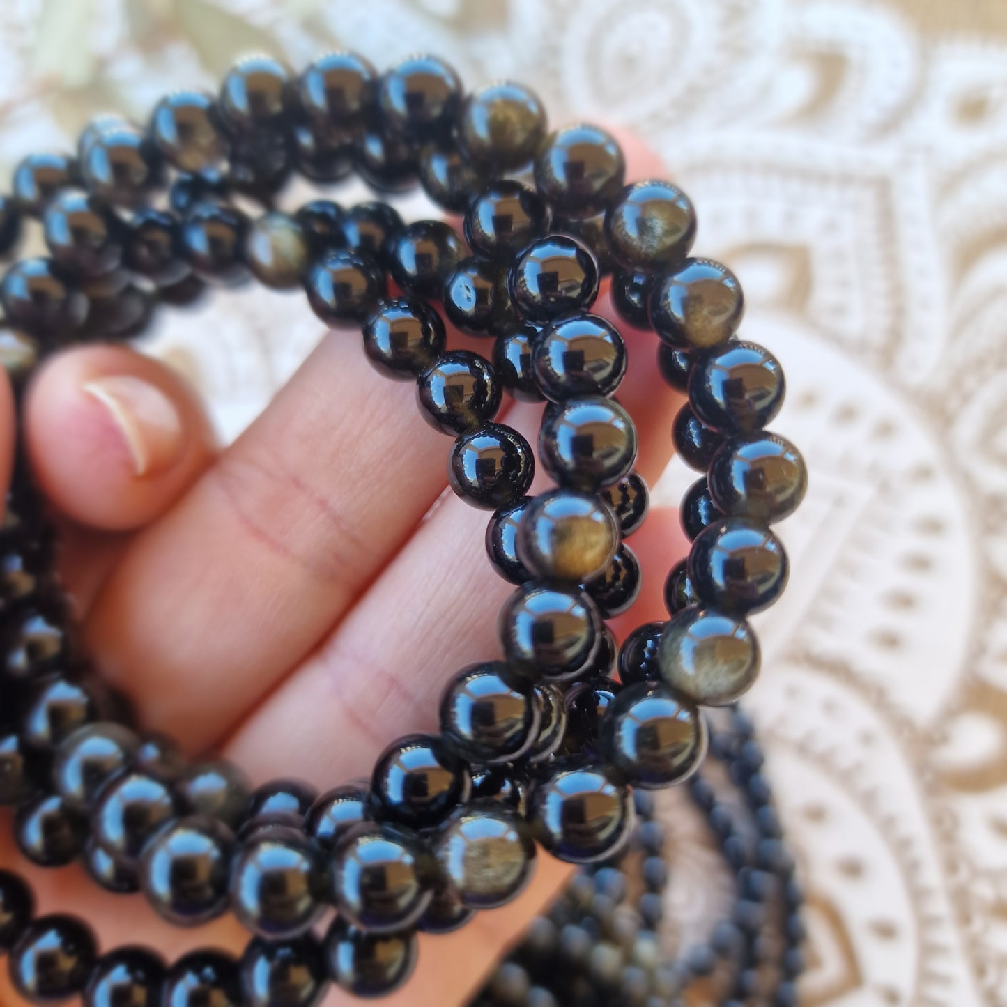 Pulsera de Obsidiana Dorada 4 y 6 mm. ~ Protección y Poder Interior