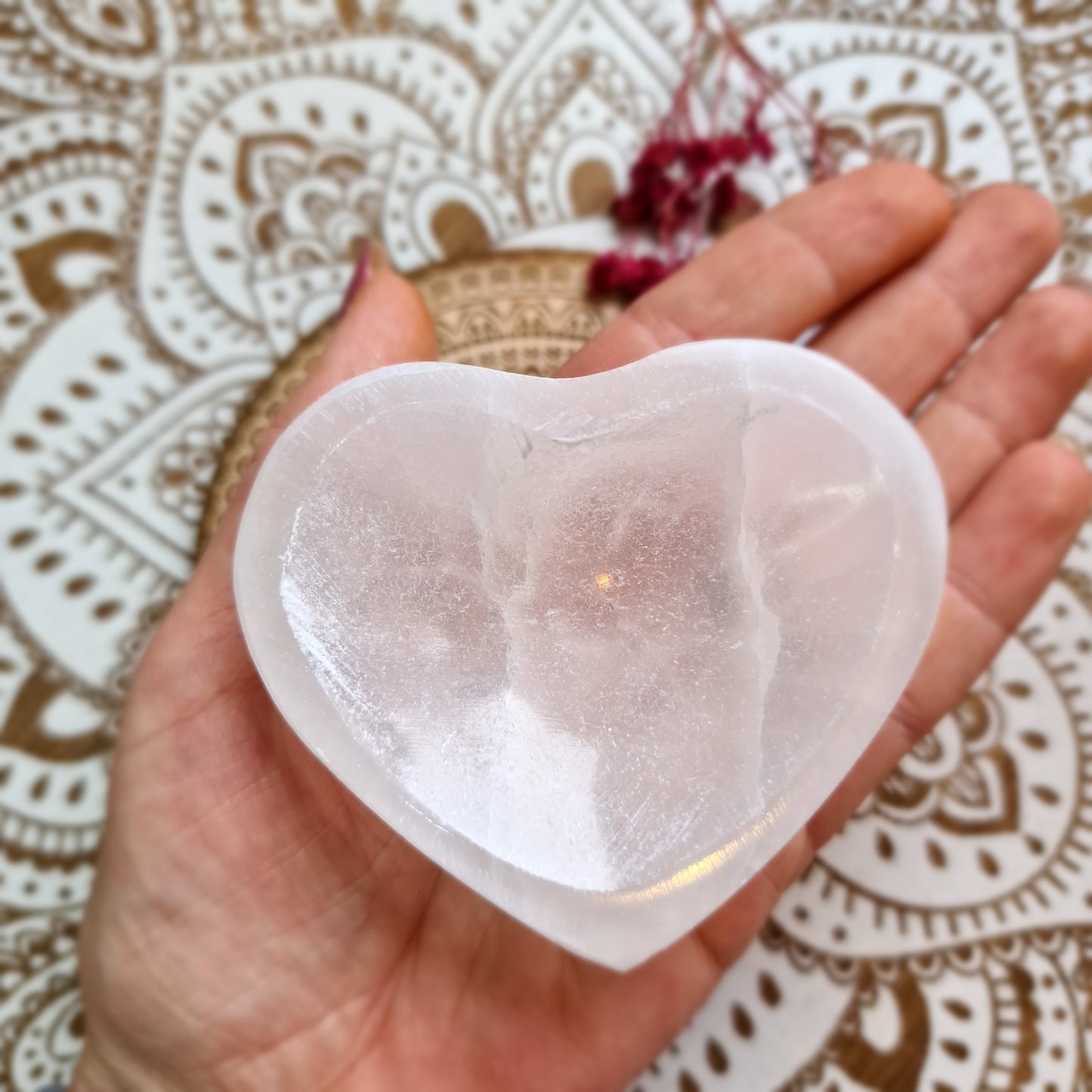 Cuenco MINI de selenita en forma de Corazón