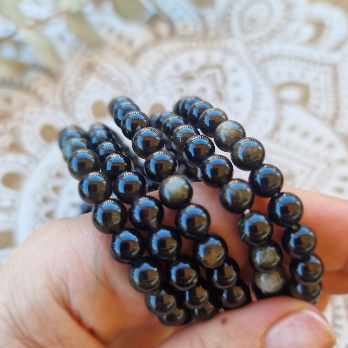 Pulsera de Obsidiana Dorada 4 y 6 mm. ~ Protección y Poder Interior