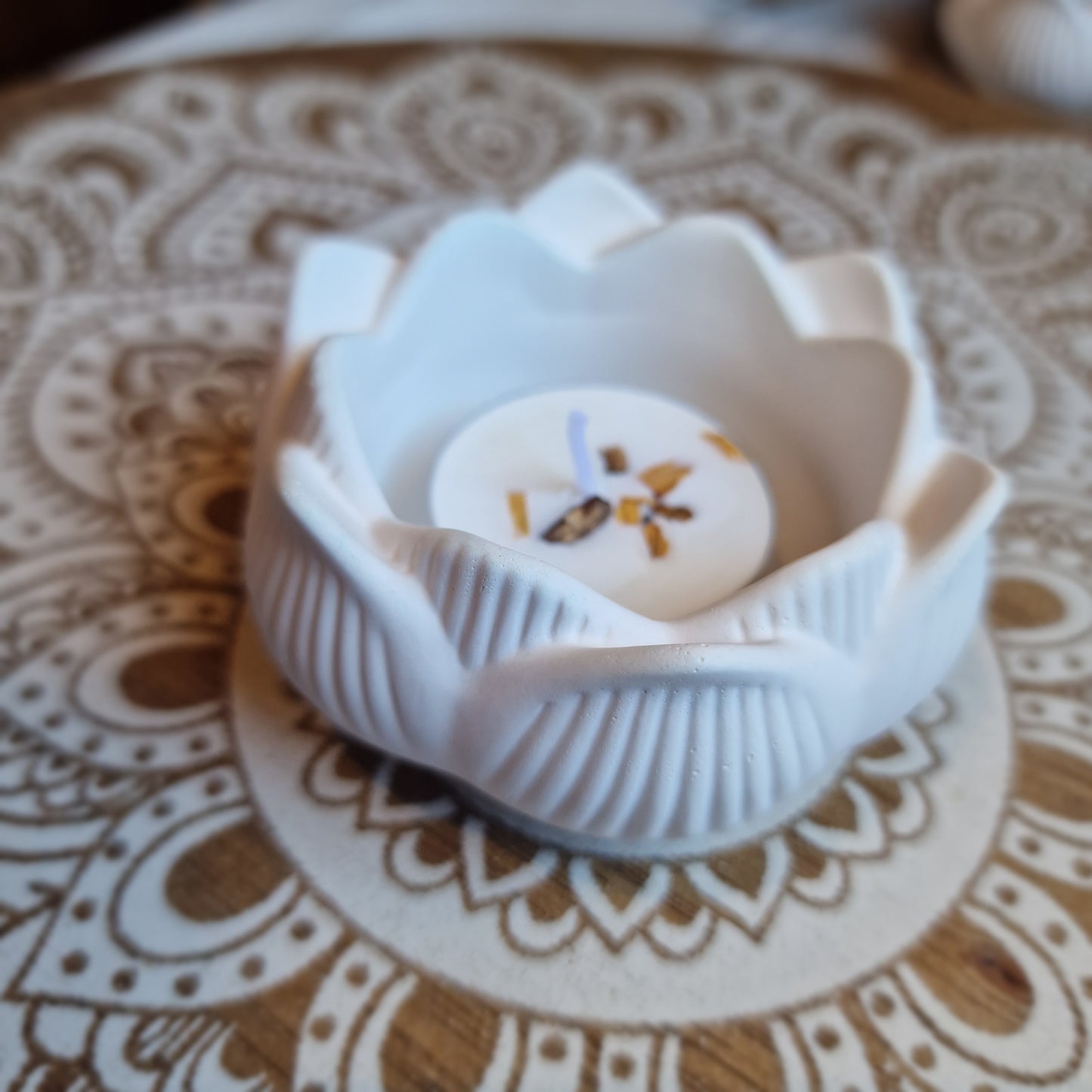 Portavelas Flor de Loto blanca