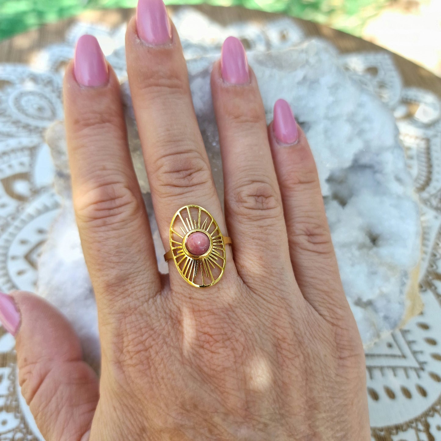 Anillo Sol Rodocrosita ~ Amor Propio y Vitalidad