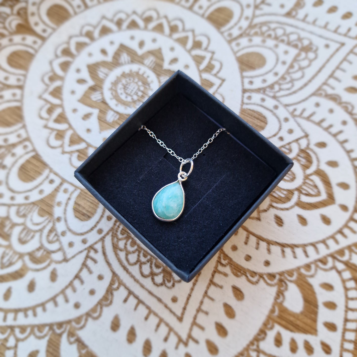 Colgante lágrima de Amazonita ~ Plata de Ley