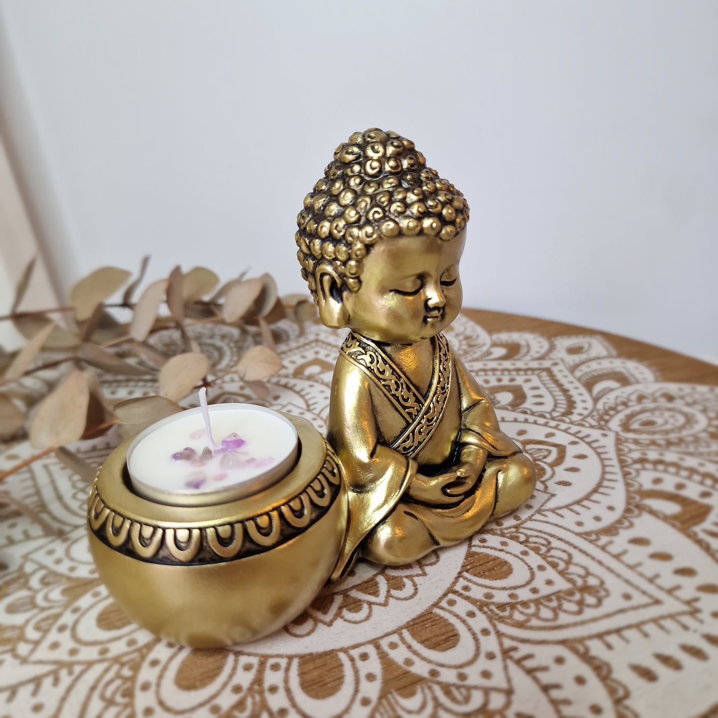 Portavelas Buda Dorado ~ Serenidad y Luz Interior 💫