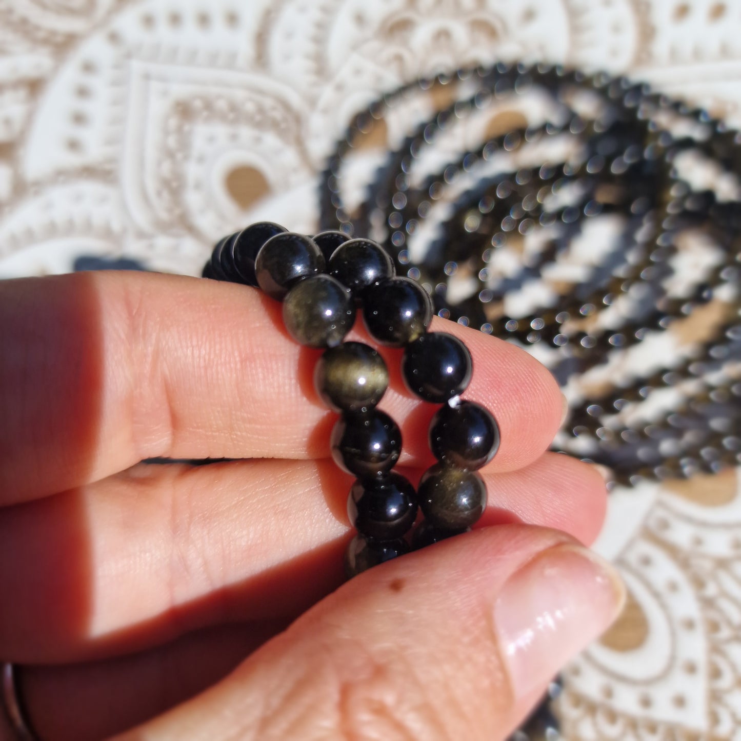 Pulsera de Obsidiana Dorada 4 y 6 mm. ~ Protección y Poder Interior