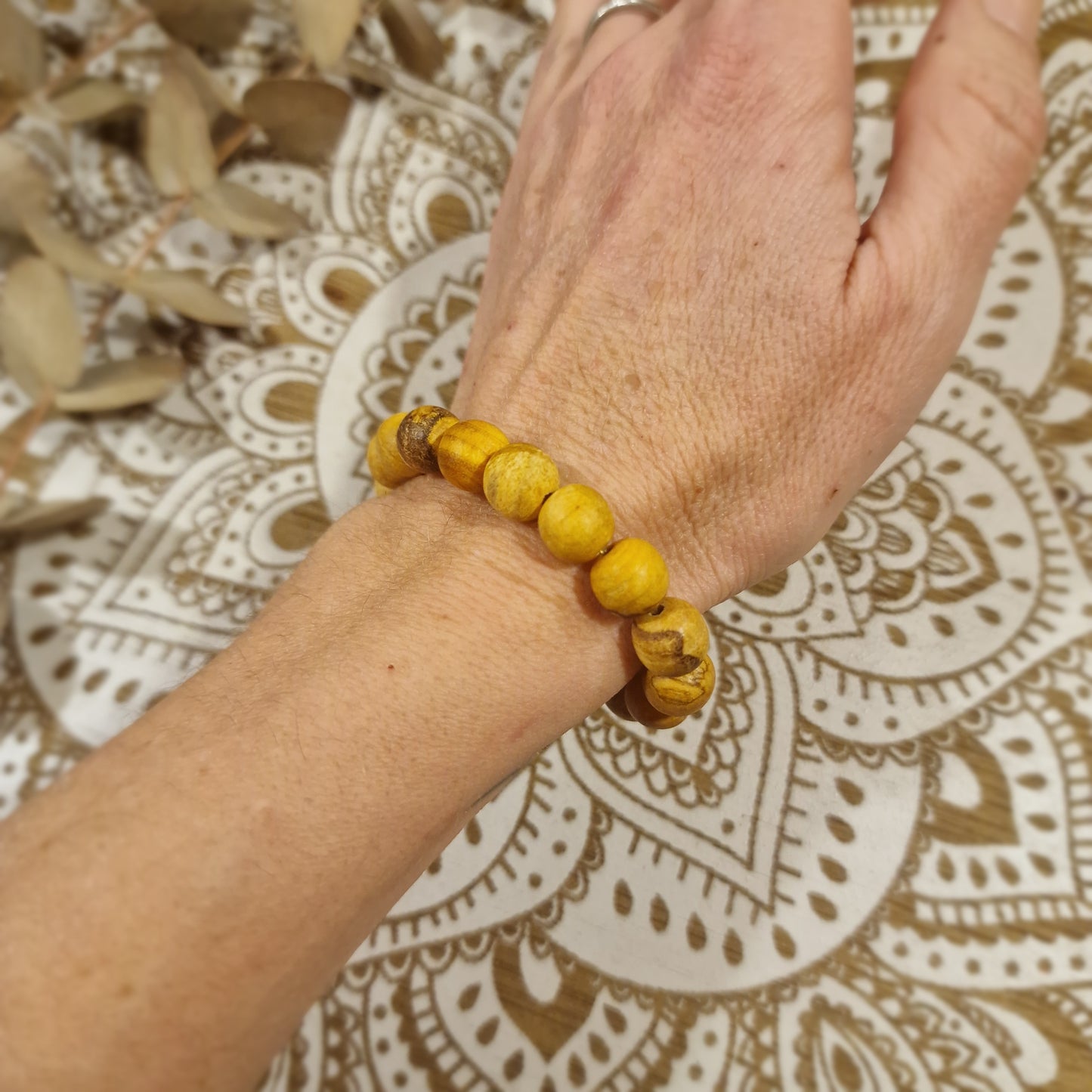 Pulsera de Palo Santo 10mm. (Talla S) Madera sagrada. 💫