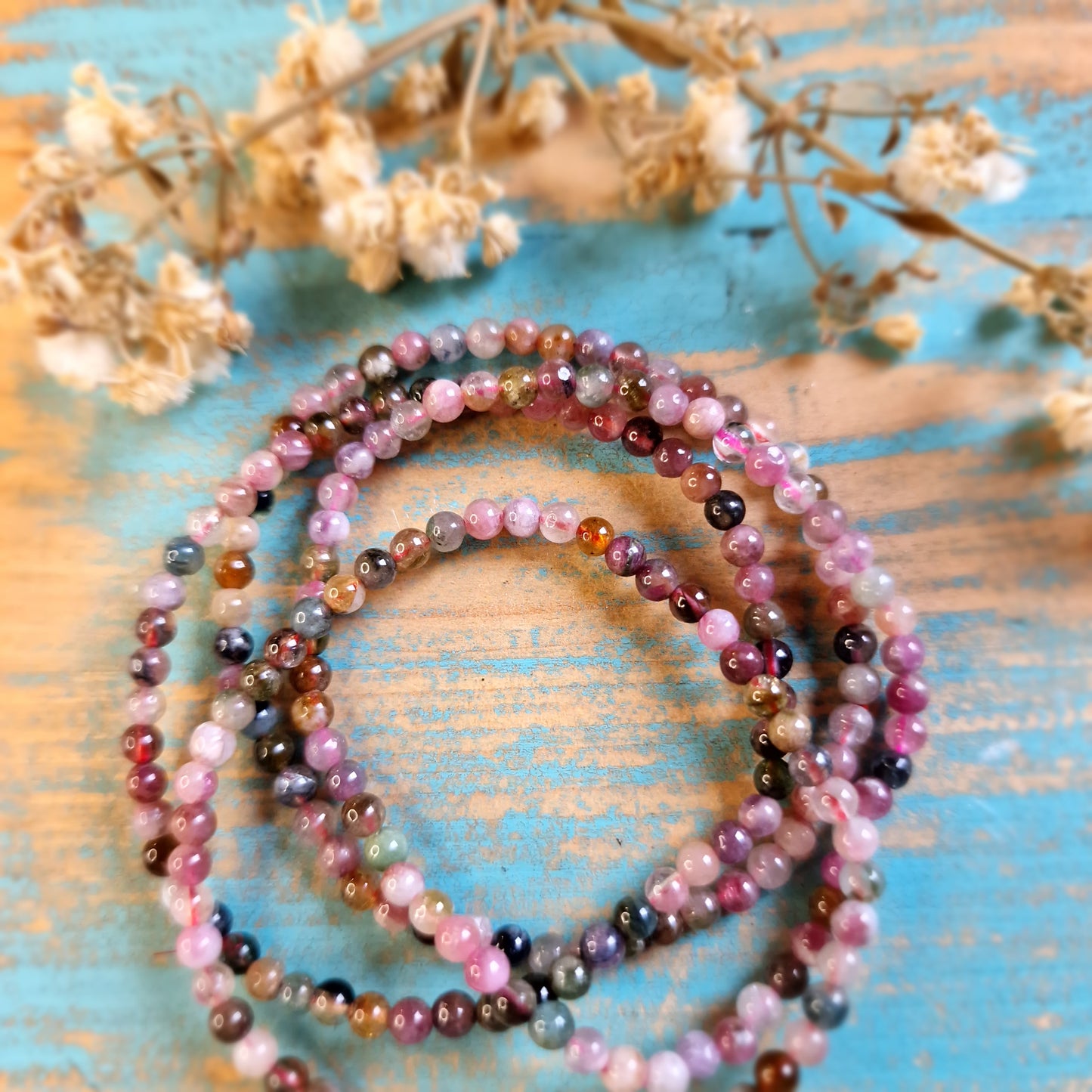 Pulsera Turmalina multicolor 4mm ~ Energía protectora y equilibrio emocional