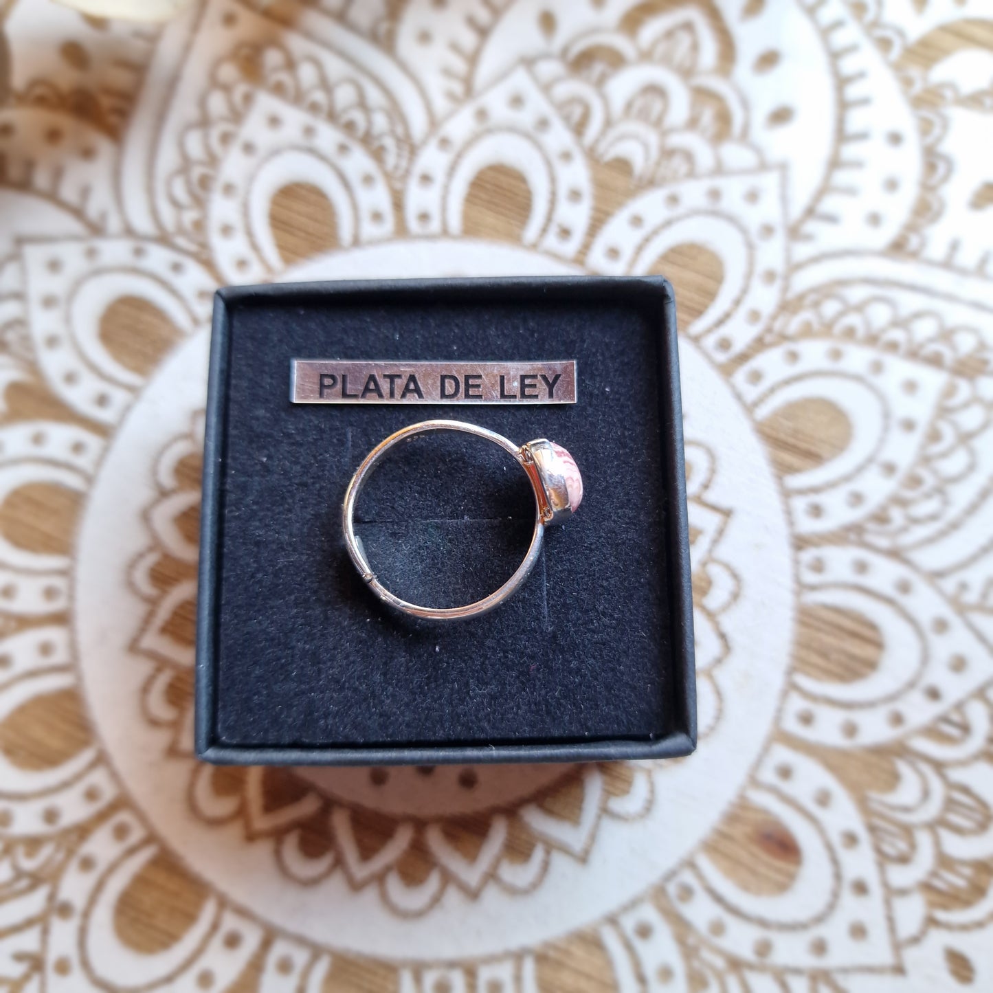 Anillo ajustable de Plata de Ley 925 con Rodocrosita ~ Amor propio y dulzura del corazón