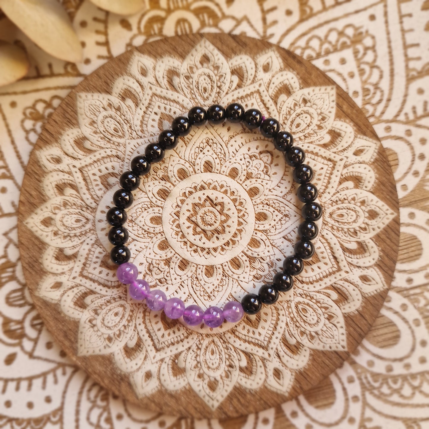 Pulsera Obsidiana negra con Amatista ~ Protección y Calma ~ 4 y 6 mm