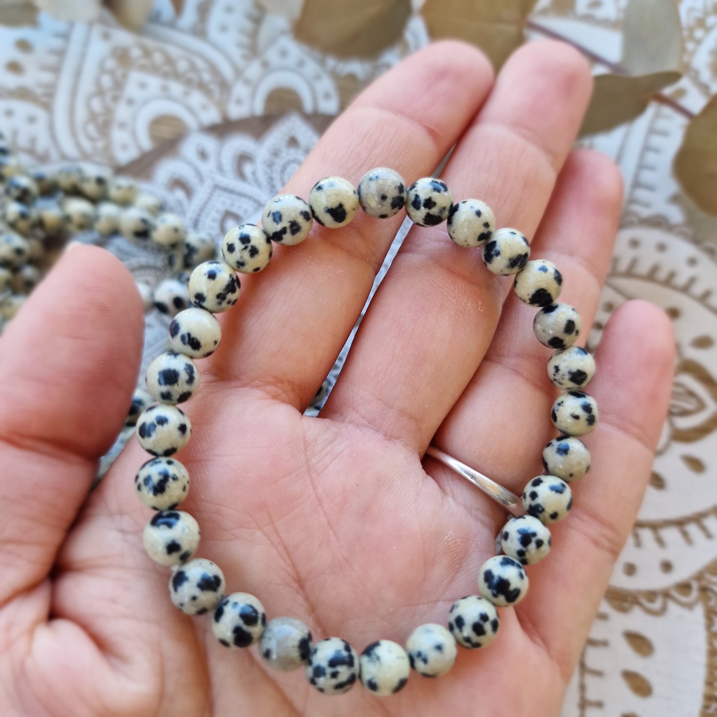 Pulsera de Jaspe Dálmata 6mm ~ Protección, alegría y energía positiva