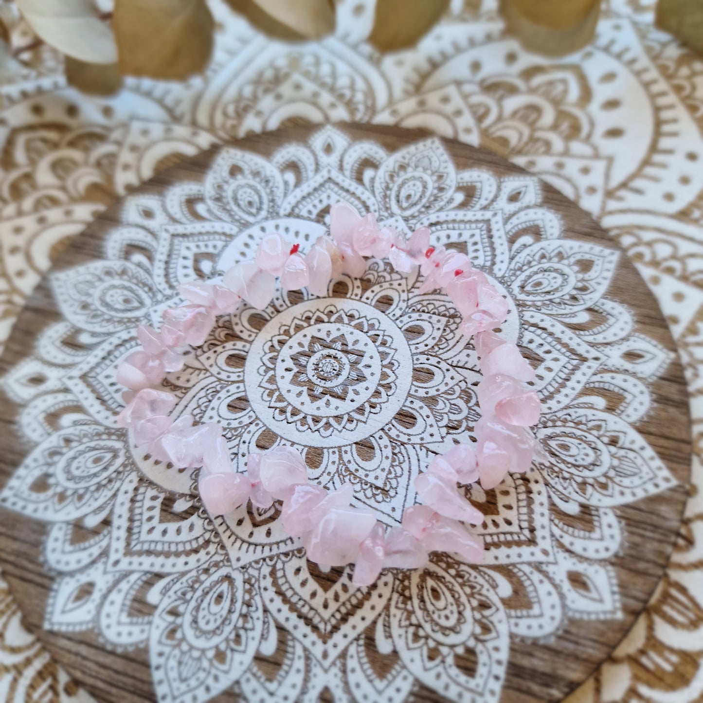 Pulsera de Chips de Cuarzo Rosa ~ Amor propio