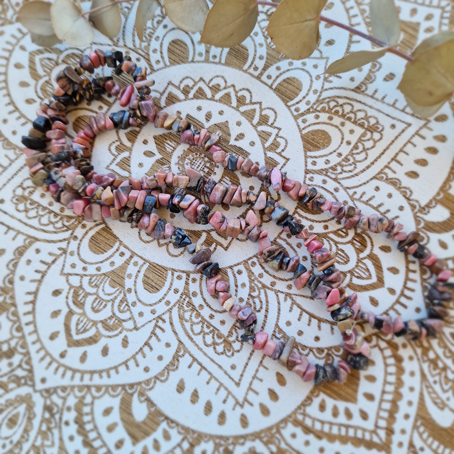 Collar Largo de Rodonita ~ Amor Propio y Sanación Emocional