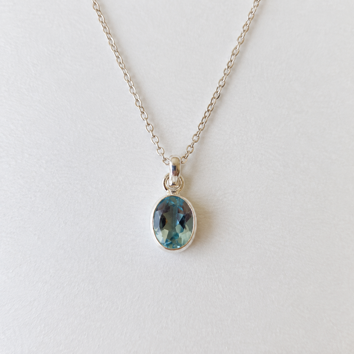 Colgante Plata de Ley - Topacio Azul Facetado