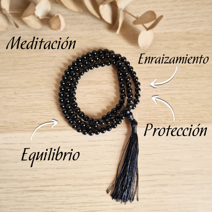 Japa Mala de Turmalina negra 108 ~ Protección y enraizamiento