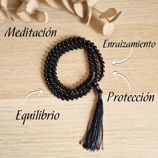 Japa Mala de Turmalina negra 108 ~ Protección y enraizamiento
