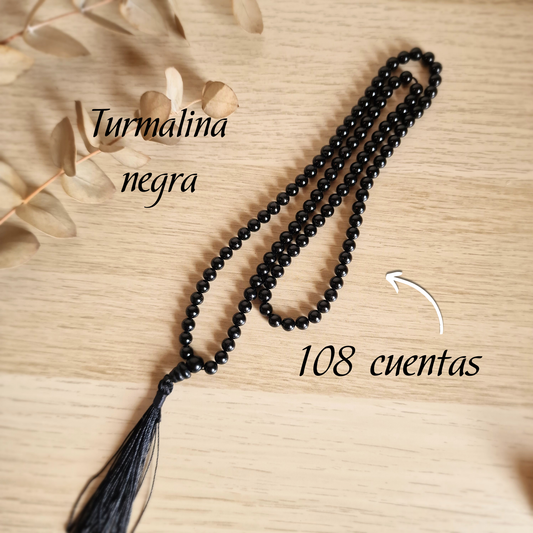 Collar largo de Turmalina Negra — 108 cuentas