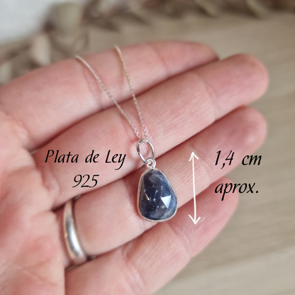 Colgante de Zafiro Facetado y Plata de Ley ~ Sabiduría
