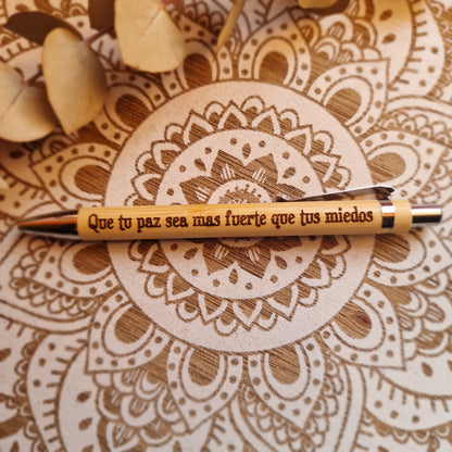 Bolígrafo de Bambú con diferentes Frase Motivadora ~ Escritura con Inspiración