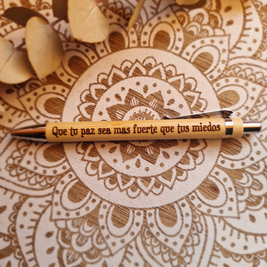 Bolígrafo de Bambú con diferentes Frase Motivadora ~ Escritura con Inspiración