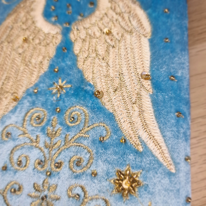 🪽 Cuaderno de Terciopelo Azul Cielo ~ Alas de Ángel