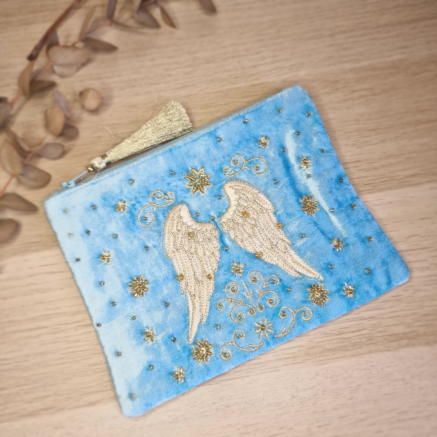 🪽 Neceser de Terciopelo Azul cielo ~ Alas de Ángel