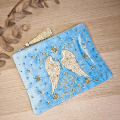 🪽 Neceser de Terciopelo Azul cielo ~ Alas de Ángel