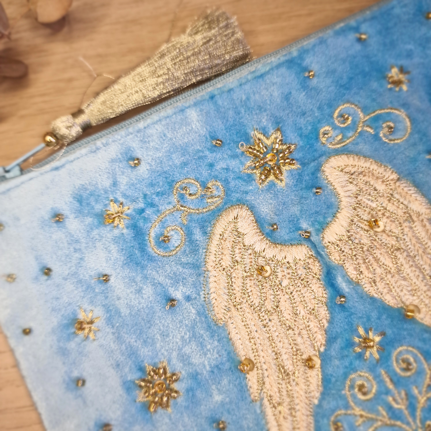 🪽 Neceser de Terciopelo Azul cielo ~ Alas de Ángel