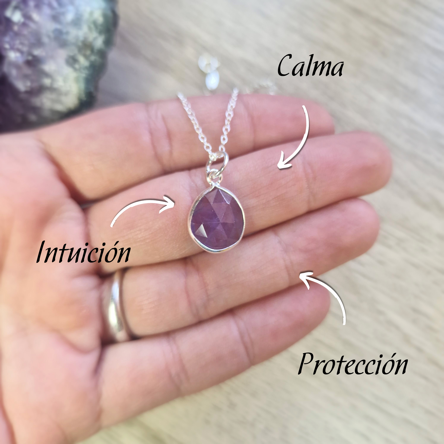 Colgante de Amatista y Plata de Ley ~ Calma y Serenidad