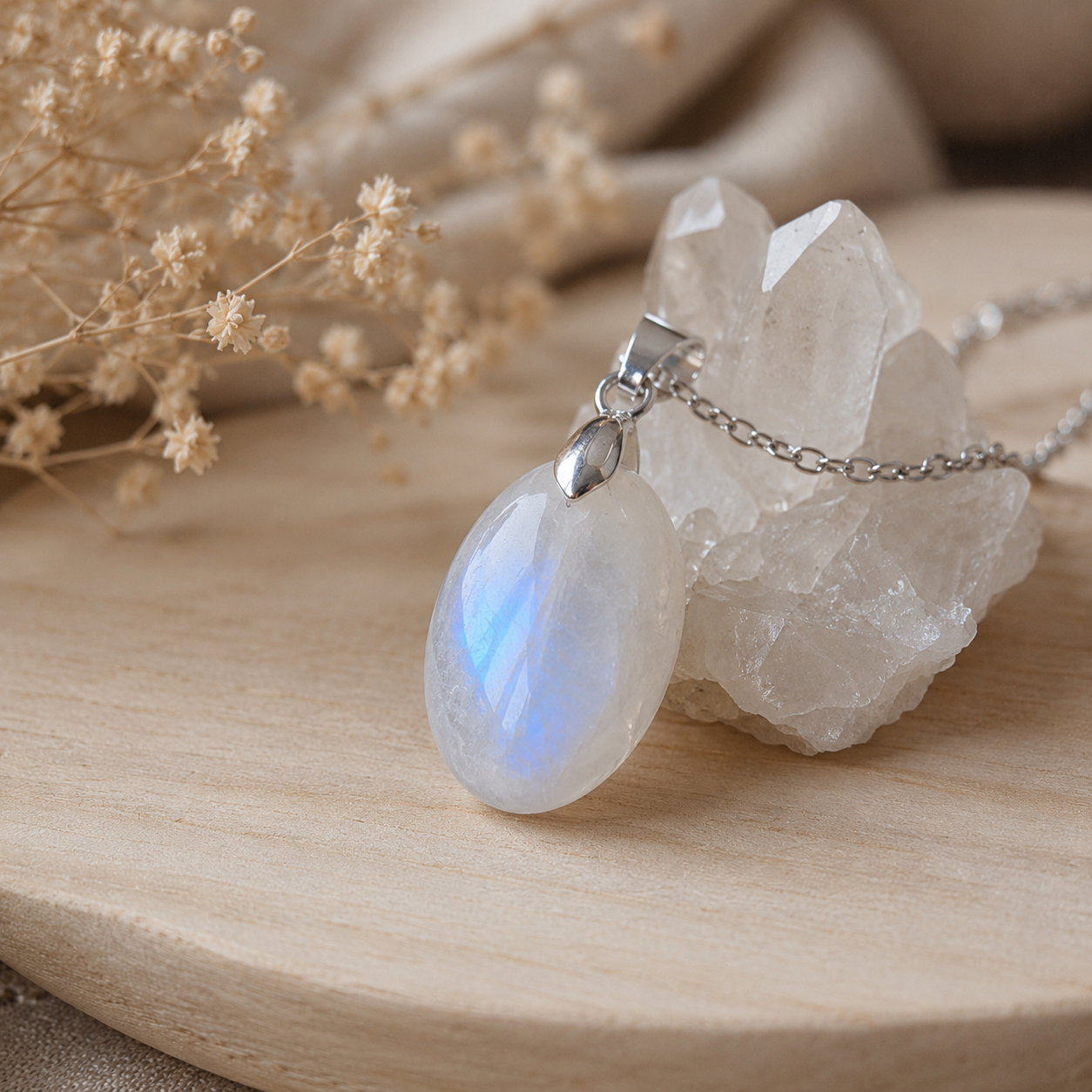 Colgante de Piedra Luna ~ Intuición y Energía Femenina