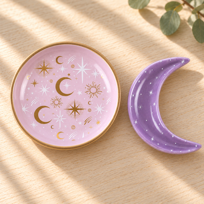 Set de Platitos para Joyas con Luna y Estrellas